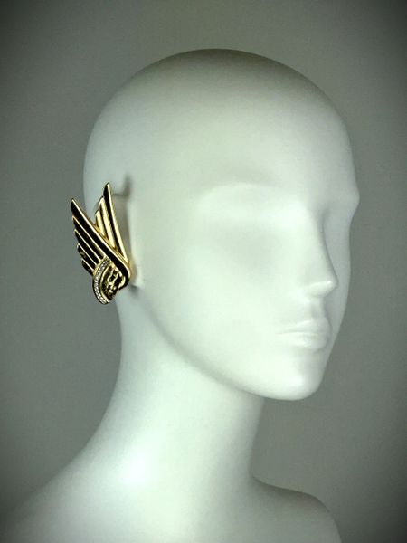 C. 2001 Christian Dior by John Galliano Large Gold Crystal Bentley Wings Earrings
