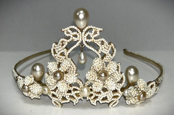 Vintage 1997 Christian Dior by John Galliano Beaded Drop Pearl Princess Tiara