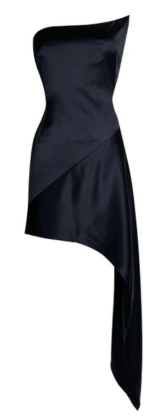 F/W 1997 Givenchy by Alexander McQueen Black Satin Strapless Bustier Asymmetrical Dress