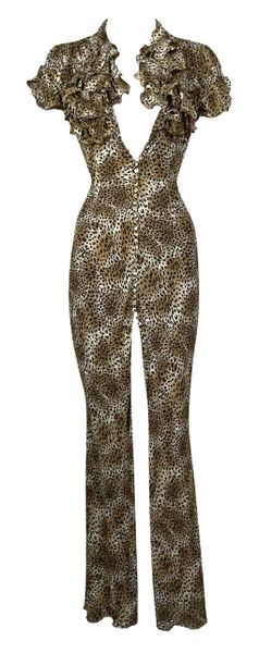 S/S 1997 Givenchy by John Galliano Runway Pin-Up Leopard Silk Maxi Dress