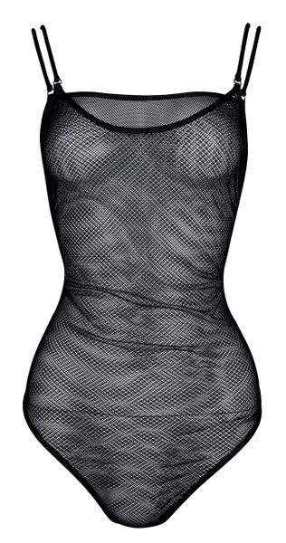 Vintage 1990's Gianfranco Ferre Sheer Black Fishnet Mesh Bodysuit