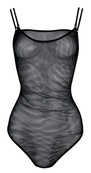 Vintage S/S 1994 Gianfranco Ferre Sheer Black Fishnet Mesh Bodysuit