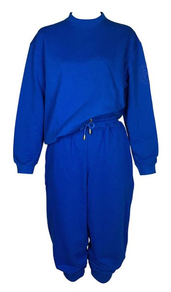 NWT Vintage S/S 1992 Hermes Royal Blue Jumpsuit Tracksuit Set