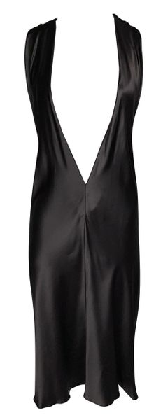 F/W 2002 Dolce & Gabbana Runway Brown Satin Plunging Halter Tie Adjustable Dress