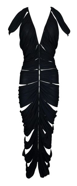 S/S 2003 Yves Saint Laurent by Tom Ford Cut-Out Plunging Black Maxi Dress