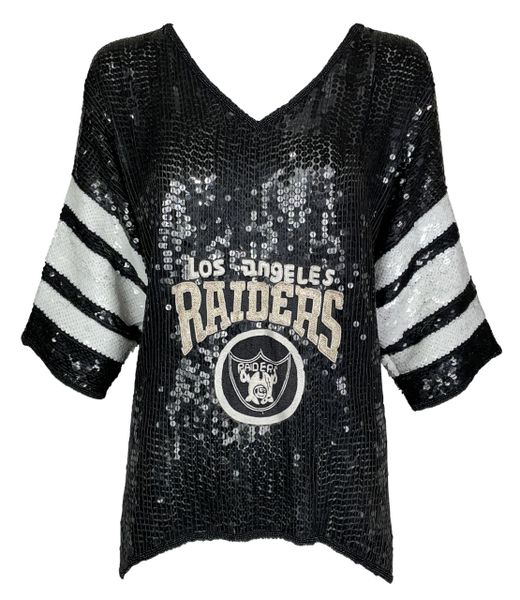 Vintage 1990's Jeanette St. Martin Sport LA Raiders Beaded Sequin Tunic Top