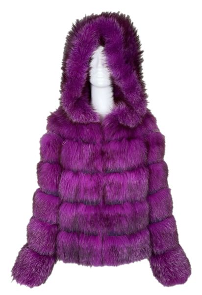 F/W 2005 Celine by Alberto Menichetti Magenta Fox Fur Hooded Jacket Coat