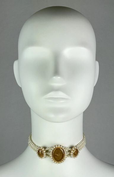 Vintage Louis Vuitton Necklace Choker Necklace Gold Pearl 