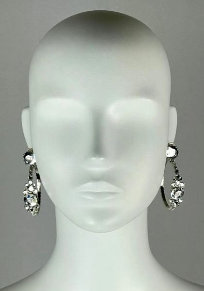 C. 2000 Christian Dior by John Galliano Large Crystal Logo Hoop Earrings