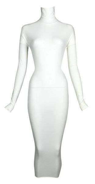 2001 Gucci by Tom Ford Sheer White Nylon Bodycon Maxi Wiggle Dress