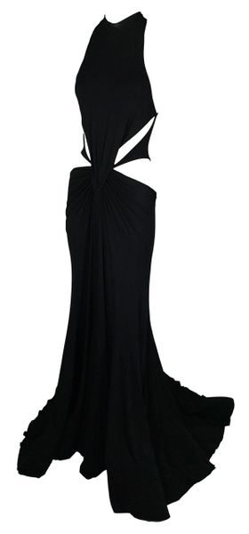 F/W 2003 Roberto Cavalli Runway Black Cut-Out Gown Dress