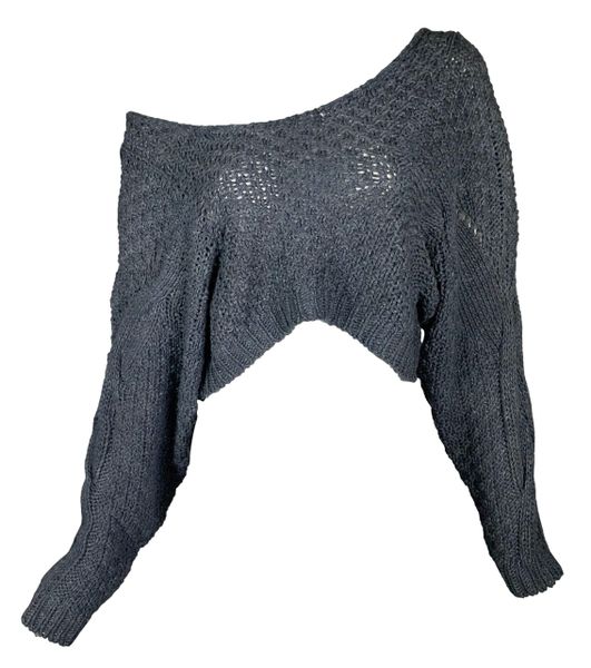 F/W 2003 Balenciaga by Nicolas Ghesquière Gray Knit Baggy Cropped Sweater Top
