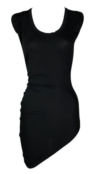 2000's Maison Martin Margiela Black Asymmetrical Bodycon Mini Dress