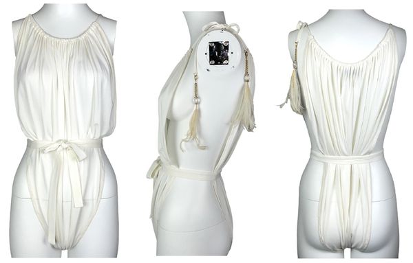 S/S 2004 Roberto Cavalli Runway Ivory Cut-Out Bodysuit Top