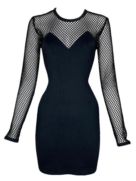 Vintage 1990's Chantal Thomass Sheer Black Fishnet Mini Dress