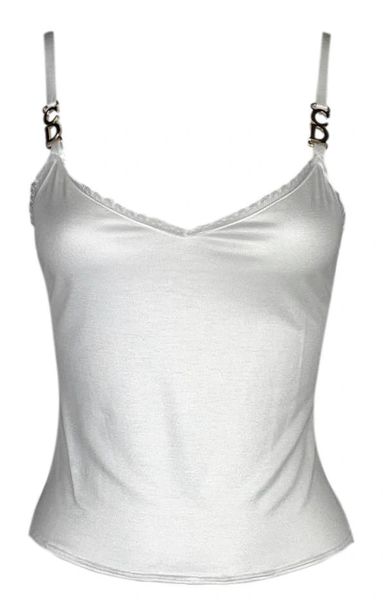 F/W 2000 Christian Dior by John Galliano Gold Logo Straps Ivory Cami Tank Top