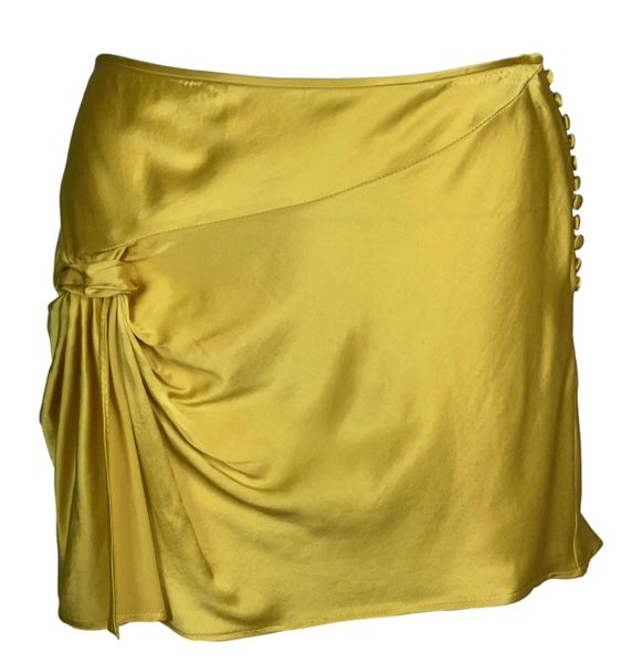S/S 2004 Christian Dior by John Galliano Gold Satin Mini Skirt
