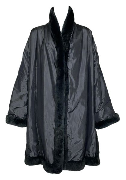 1990's Jean Paul Gaultier Black Fur Open Sides Swing Coat