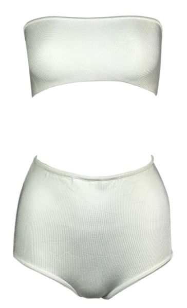 S/S 2015 Balmain Runway Ivory Knit Bandeau Tube Top & Bottom Pin-Up Set