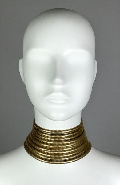 Vintage 1997 Christian Dior by John Galliano Large Gold Omega Masai Choker Necklace