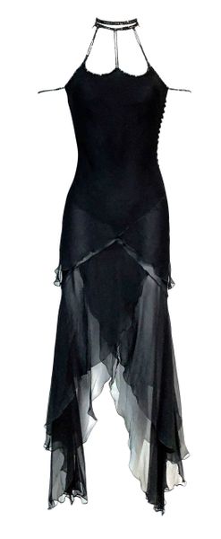 1998 Resort Christian Dior by John Galliano Runway Black Silk Beaded Choker Dress