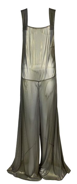 S/S 1999 Fendi by Karl Lagerfeld Runway Sheer Gold Wide Leg Jumpsuit