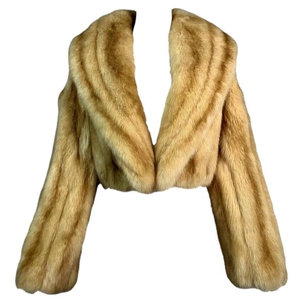 Vintage 1990's Louis Feraud Golden Sable Fur Cropped Jacket Coat