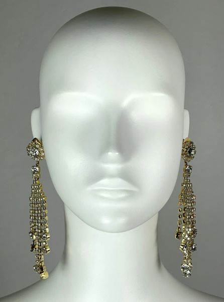 S/S 2001 Dolce & Gabbana Runway Huge Gold Crystal Chandelier Earrings