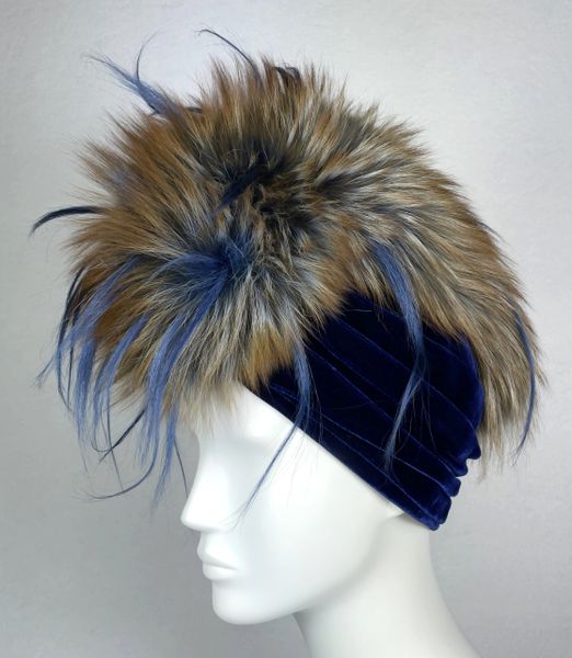 F/W 2007 Christian Dior by John Galliano Runway Flapper 20's Style Velvet Mohawk Fur Turban Hat