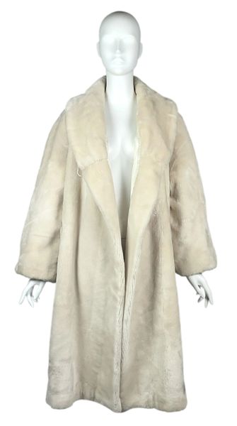 Vintage 1991 Dolce & Gabbana Ivory Faux Fur Teddy Bear Coat
