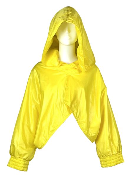 F/W 2003 Dolce & Gabbana Runway Neon Yellow Hooded Cropped Baggy Jacket