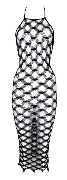 S/S 2001 Jean Paul Gaultier Sheer Black Fishnet Mesh Bodycon Halter Dress