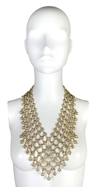 F/W 1992 Christian Dior by Gianfranco Ferre Runway Large Gold Crystal Star Bib Necklace