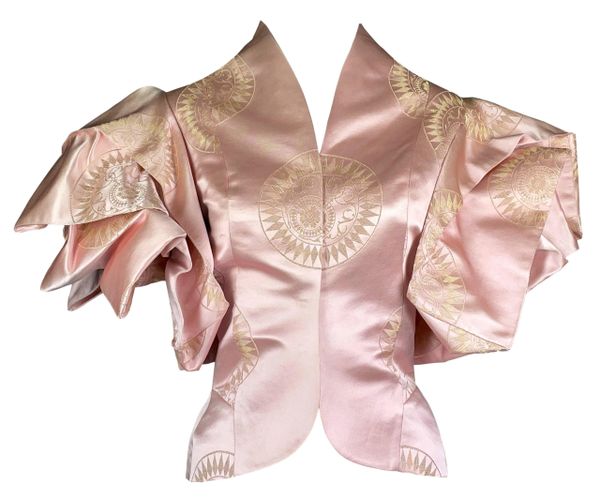 F/W 2003 Christian Dior by John Galliano Pastel Pink & Gold Japanese Style Short Jacket