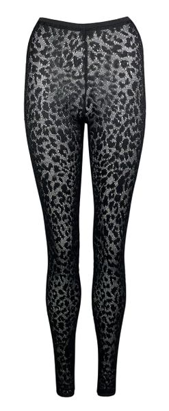 F/W 2004 Christian Dior by John Galliano Sheer Black Leopard Knit Leggings
