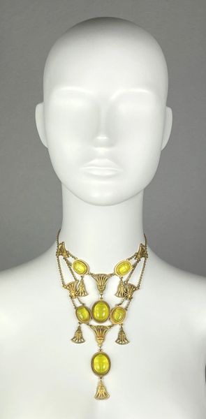 F/W 2001 Christian Dior by John Galliano Gold & Yellow Egyptian Scarab Choker Necklace