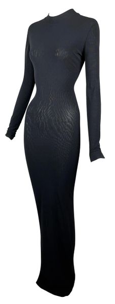 Vintage 1990's Dolce & Gabbana Semi-Sheer Black Nylon Bodystocking Maxi Dress