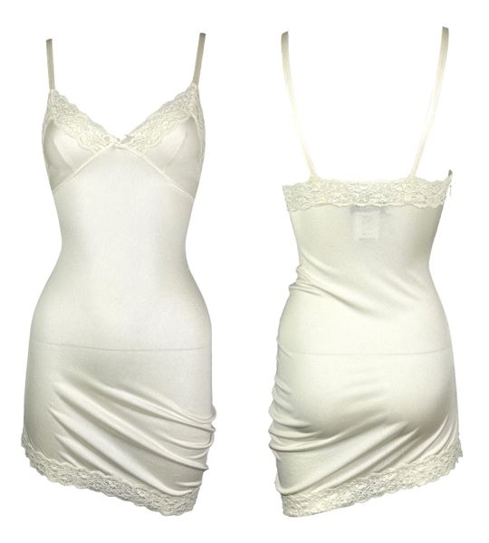 S/S 2005 Christian Dior by John Galliano Ivory Silk & Lace Asymmetrical Ruched Mini Dress