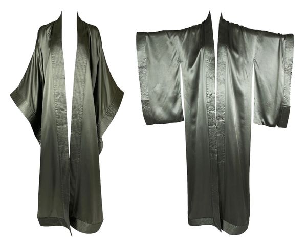 NWT 2000's Christian Dior by John Galliano Army Green Satin Silk Kimono Coat Dress