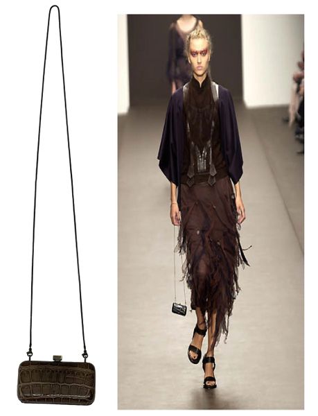 S/S 2002 Fendi by Karl Lagerfeld Runway Brown Crocodile Minaudiere Clutch Handbag