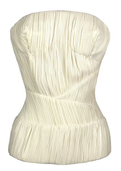 S/S 2008 Balenciaga by Nicolas Ghesauière Ivory Pleated Cone Bra Wasp Waist Bustier Bust