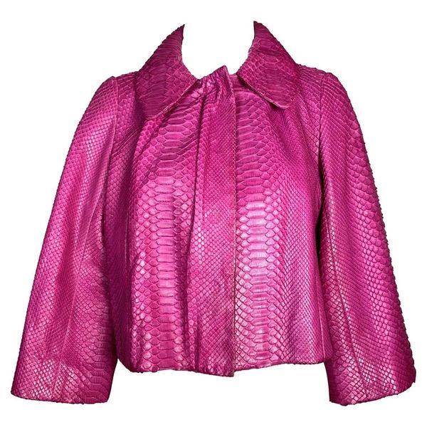 F/W 2007 Christian Dior by John Galliano Runway Hot Pink Python 60's Style Short Jacket