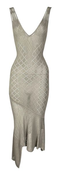 S/S 2001 Christian Dior by John Galliano Sheer Nude Knit Asymmetrical Dress