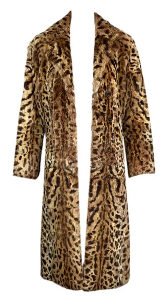 F/W 2004 Christian Dior by John Galliano Leopard Print Rabbit Fur Long Coat Jacket