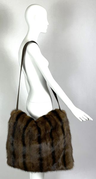 Vintage 2000's Custom Made Extra Large Russian Sable Fur Hobo Handbag Bag
