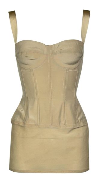 Vintage 1930's Chanel Haute Couture Nude Bustier Slip Mini Dress