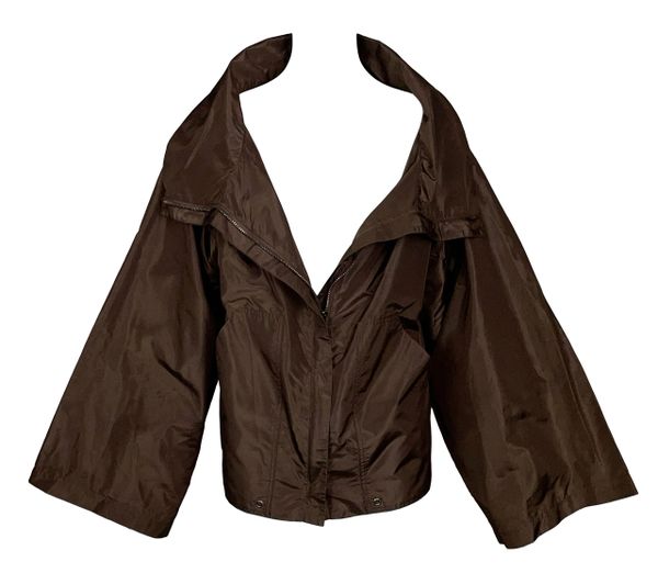 F/W 2002 Gucci by Tom Ford Brown Silk Baggy Kimono Jacket