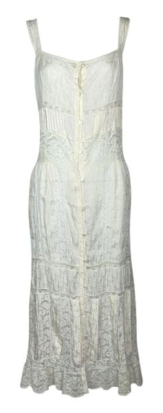 2005 Christian Dior by John Galliano Ivory Silk Logo Trotter Prairie Boho Chic Lace Dress