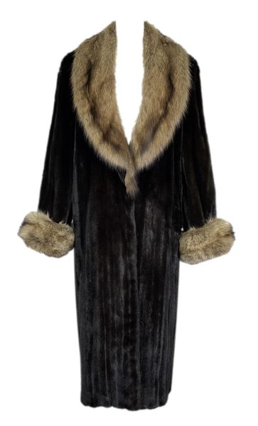 Vintage 1990's Valentino Brown Mink Fur Full Length Coat