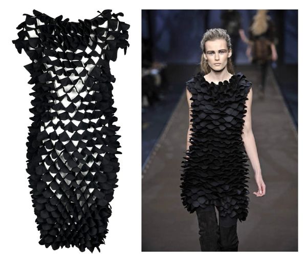 F/W 2008 Fendi by Karl Lagerfeld Runway Black MOD 60's Style Sheer Petal Mini Dress